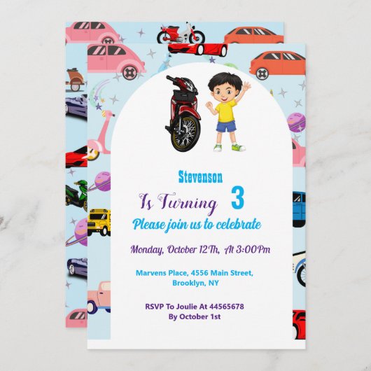 Eigen motorfietsfeest Invitat Kaart (Voorkant / Achterkant)