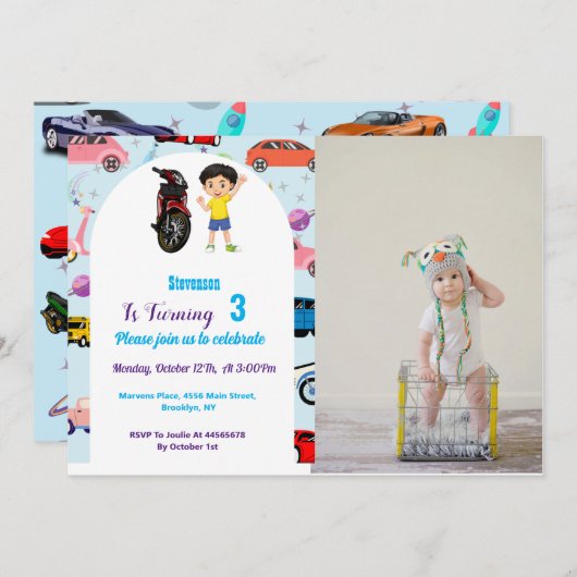 Eigen motorfietsfeest Invitat Kaart (Voorkant / Achterkant)