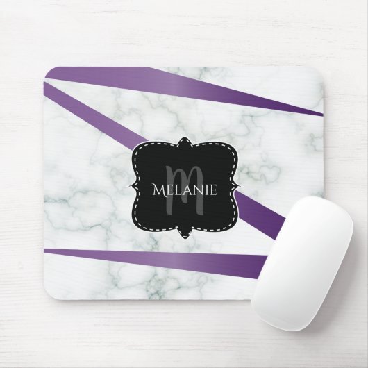 Eigen Muismat Marble Paarse Streak Monogram (Met muis)