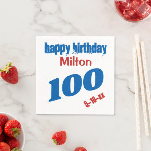 Eigen naam 100th Birthday Paper Napkins Servet