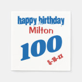 Eigen naam 100th Birthday Paper Napkins Servet (Voorkant)