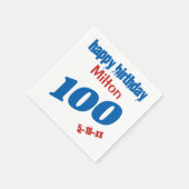 Eigen naam 100th Birthday Paper Napkins Servet (Hoek)