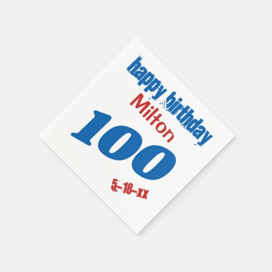 Eigen naam 100th Birthday Paper Napkins Servet (Hoek)