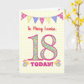 Eigen naam 18th Birthday Primroses Bunting Kaart (Gele Bloem)
