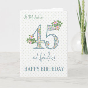 Eigen naam 45th Birthday Floral and Polkas Card Kaart