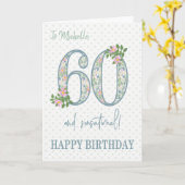 Eigen naam 60th Birthday Floral and Polkas Card Kaart (Gele Bloem)