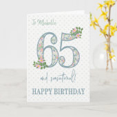 Eigen naam 65th Birthday Floral and Polkas Card Kaart (Gele Bloem)