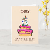 Eigen naam, 6e verjaardag, 6 op roze roze rokerrok kaart (Gele Bloem)