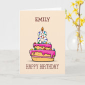 Eigen naam, 8e verjaardag, 8 op roze roze rokertan kaart (Gele Bloem)