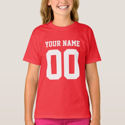 Eigen naam Aantal Football Jersey Shirt Girls (Voorkant)