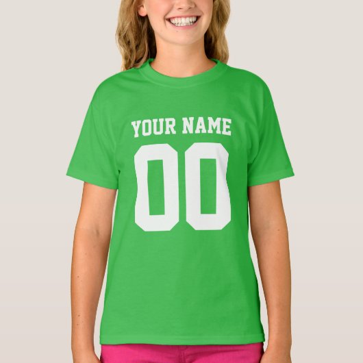 Eigen naam Aantal Football Jersey Shirt Girls (Voorkant)