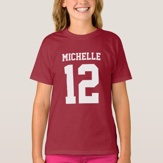 Eigen naam Aantal meisjes Sport Jersey T-Shirt (Voorkant)