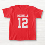 Eigen naam Aantal meisjes Sport Jersey T-Shirt<br><div class="desc">Creëer je eigen gepersonaliseerde T-shirt voor football-jersey meisjes met eigen naam en nummer. Een aanpasbaar sportshirt, dat is een schattig cadeauidee voor meisjes. Deze trendy kinder sportkleding is geschikt voor alle sporten, met inbegrip van football, voetbal, volleybal, honkbal, softbal, basketbal en hockey. Klik op 'Aanpassen' om tekst toe te voegen,...</div>