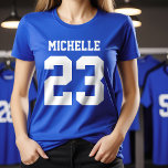 Eigen naam Aantal vrouwen Sport Jersey T-Shirt<br><div class="desc">Creëer je eigen gepersonaliseerde football-trui-T-shirt met eigen naam en nummer. Een cool aanpasbaar shirt voor sport,  dat is een geweldig cadeauidee voor vrouwen. Deze trendy vrouwen die sportkleding dragen,  zijn geschikt voor alle sporten,  inclusief football,  voetbal,  volleybal,  honkbal,  softbal,  basketbal en hockey.</div>