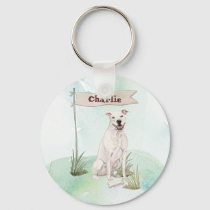 Eigen naam Amerikaanse Staffordshire Terrier Pet D Sleutelhanger