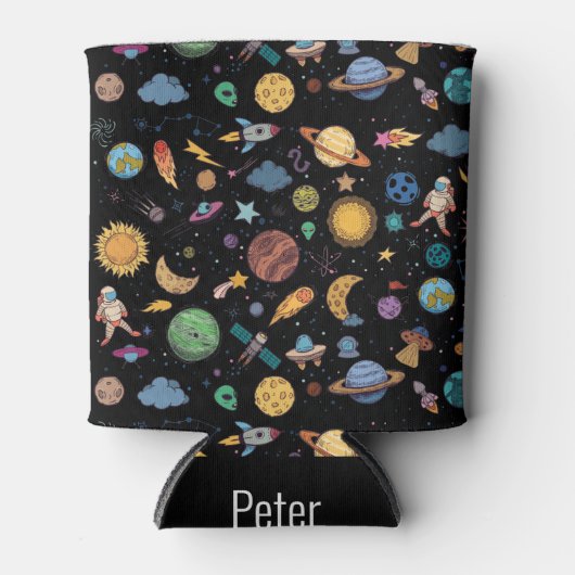 Eigen naam astronautenplanetruimte blikjeskoeler (Voorkant)