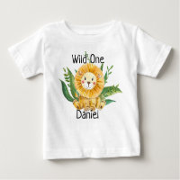 Eigen naam Baby Toddler T Shirt top Wild One Lion