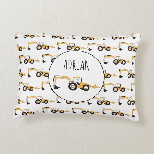 Eigen naam backhoe constructietechniek accent kussen (Achterkant)