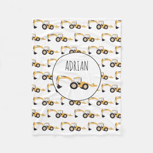 Eigen naam backhoe constructietechniek fleece deken (Voorkant)