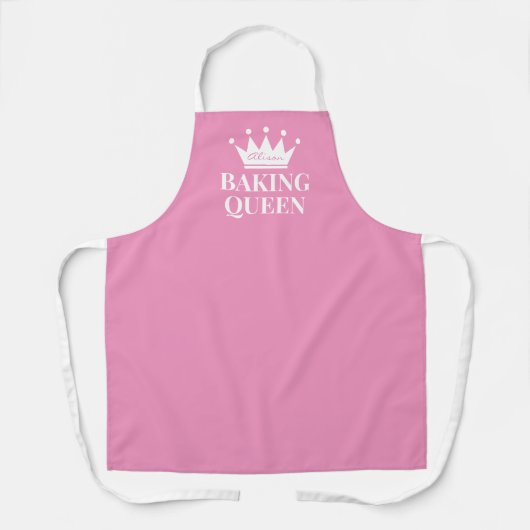 Eigen naam Baking Queen apron met prinseskroon Schort (Voorkant)