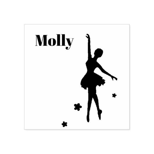Eigen naam Ballerina Aangepast Initiaal Rubber Sta Rubberstempel (Afrduk)