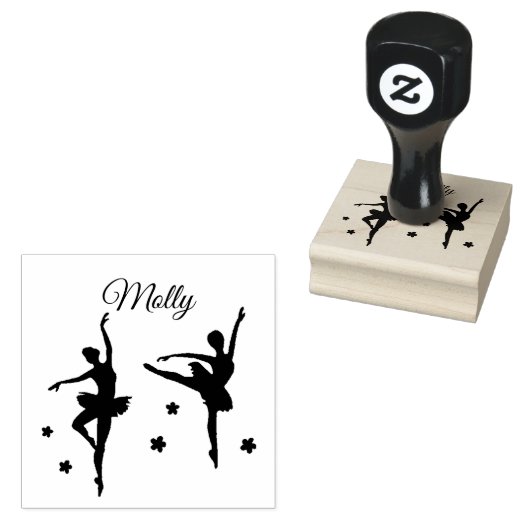 Eigen naam Ballerina Aangepast Initiaal Rubberstempel (Gestempeld)