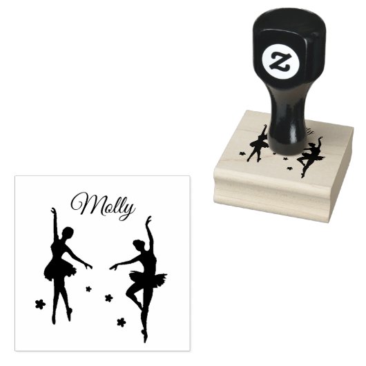 Eigen naam Ballerina Aangepast Initiaal Rubberstempel (Gestempeld)