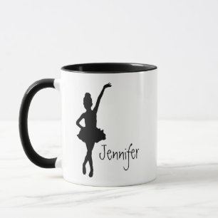 Eigen naam Ballerina Ballet Dancer Silhouette Mok