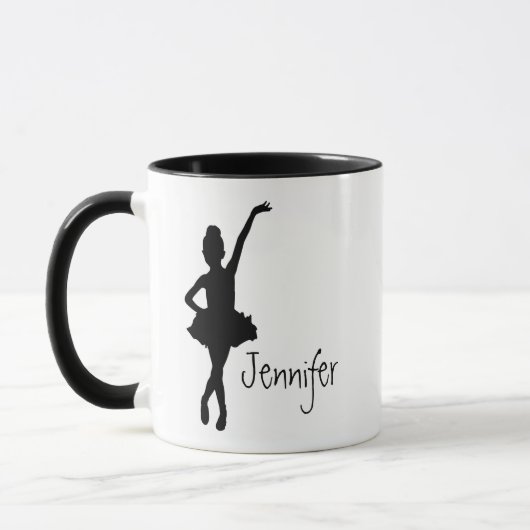 Eigen naam Ballerina Ballet Dancer Silhouette Mok (Links)