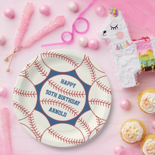 Eigen naam Baseball 50th Birthday Paper Bord (Feest)