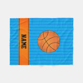 Eigen naam basketbal blauwe strepen fleece deken (Voorkant (Horizontaal))