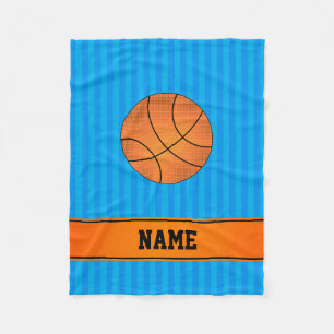 Eigen naam basketbal blauwe strepen fleece deken