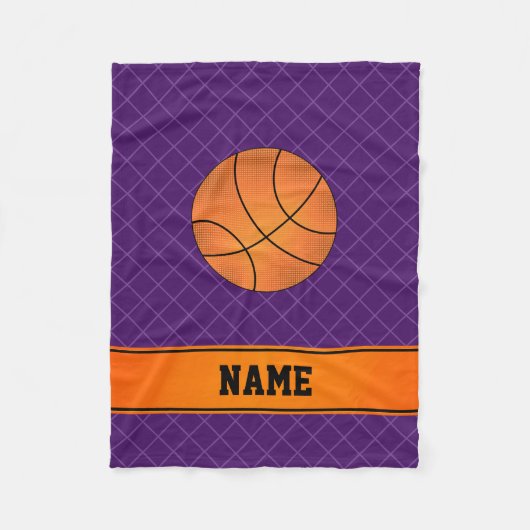 Eigen naam basketbal paarse crisishaarden fleece deken (Voorkant)