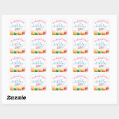 Eigen naam Birthday Girl Festive Pink/Blauwgroen Vierkante Sticker (Vel)