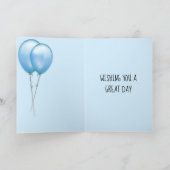 Eigen naam: Birthday Guinee Blauwe Ballons Kaart (Binnen)