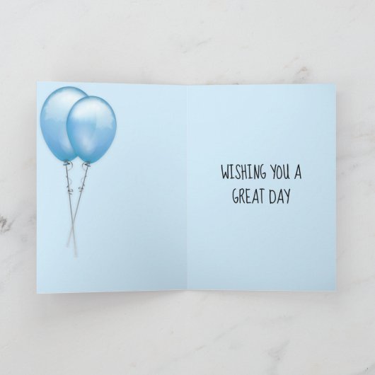 Eigen naam: Birthday Guinee Blauwe Ballons Kaart (Binnen)