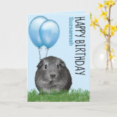 Eigen naam: Birthday Guinee Blauwe Ballons Kaart (Gele Bloem)