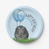 Eigen naam: Birthday Guinee Blauwe Ballons Papieren Bordje (Voorkant)