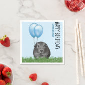 Eigen naam: Birthday Guinee Blauwe Ballons Servet (Insitu)