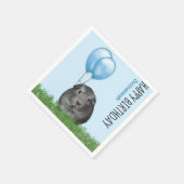 Eigen naam: Birthday Guinee Blauwe Ballons Servet (Hoek)