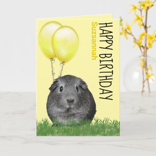 Eigen naam Birthday Guinee Gele ballonnen Kaart (Gele Bloem)