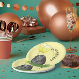 Eigen naam Birthday Guinee Gele ballonnen Papieren Bordje