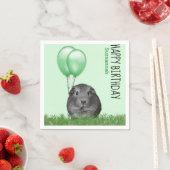 Eigen naam Birthday Guinee Groene Balloons Servet (Insitu)