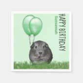 Eigen naam Birthday Guinee Groene Balloons Servet (Voorkant)