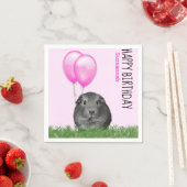 Eigen naam Birthday Guinee roze ballonnen Servet (Insitu)