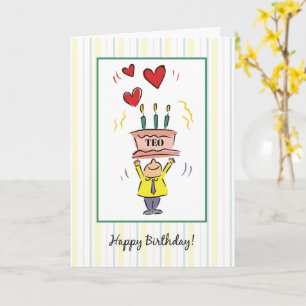 Eigen naam Birthday Man Harten hart Cake met hart Kaart