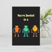 Eigen naam Birthday Robots Birthday Uitnodiging (Staand voorkant)