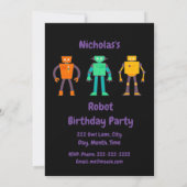 Eigen naam Birthday Robots Birthday Uitnodiging (Achterkant)