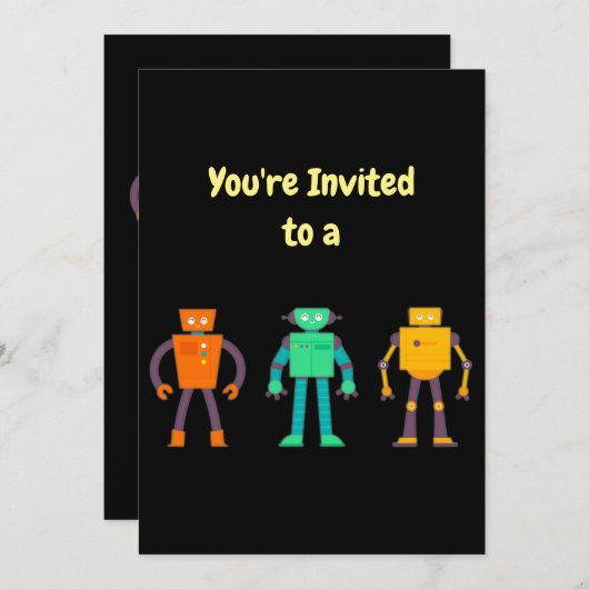 Eigen naam Birthday Robots Birthday Uitnodiging (Voorkant / Achterkant)