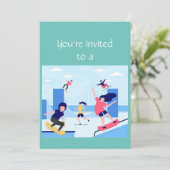Eigen naam Birthday Skateboarding-partij Kaart (Staand voorkant)